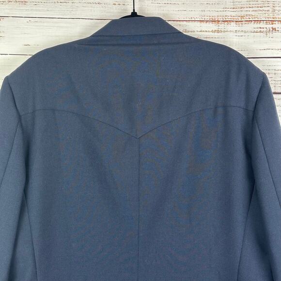 Mens VTG Drysdales Navy Blue Blazer Sport Coat Western Cut USA Made Size 44 LONG - Picture 4 of 7
